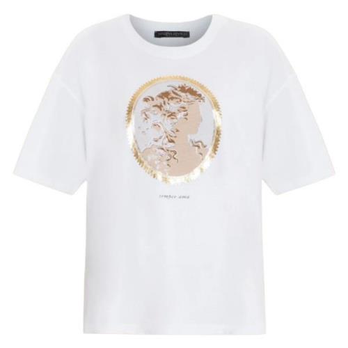 Marina Rinaldi Guld Detalj Klassisk T-shirt White, Dam