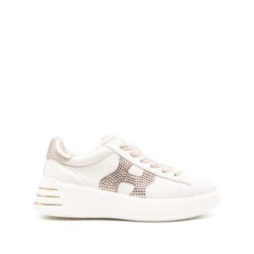 Hogan Beige Calf Sneaker med Strass Beige, Dam