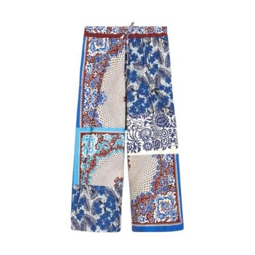 Max Mara Weekend Ornamental Wide Leg Cotton Pants Multicolor, Dam