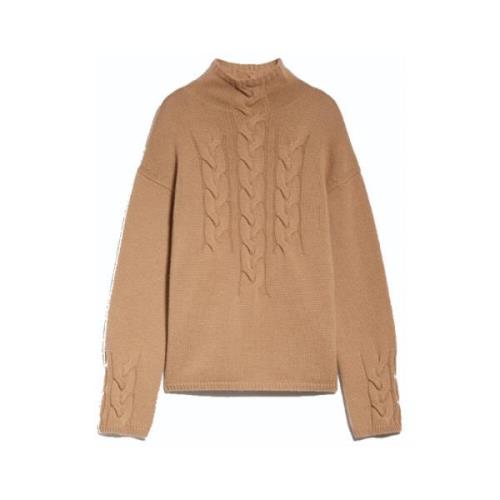 Max Mara Kameltröja med Flätverk Brown, Dam