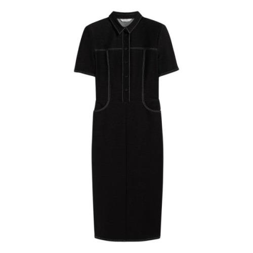 Max Mara Elegant Bomullsklänning med Kontraststygn Black, Dam