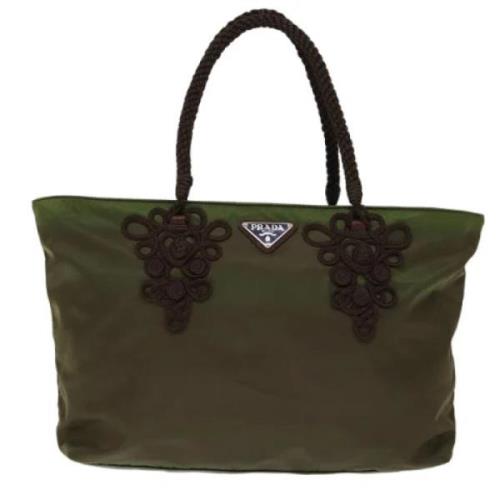 Prada Vintage Pre-owned Tyg totevskor Green, Dam