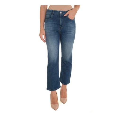 Tramarossa Flared Denim Jeans med Jewel Button Blue, Dam