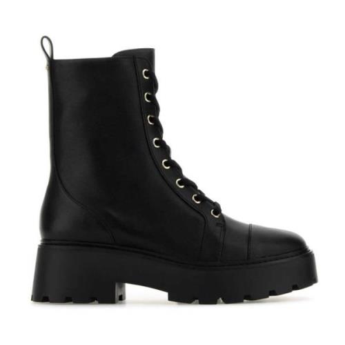 Michael Kors Stiliga Svarta Läder Ankelboots Black, Dam