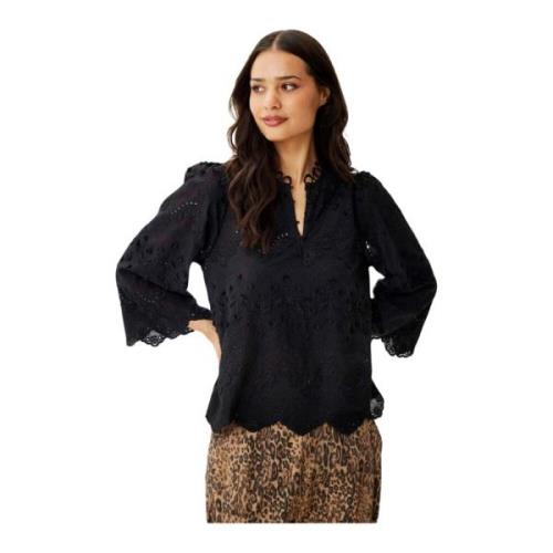 IN Front Ester Blouse med Broderade Detaljer Black, Dam