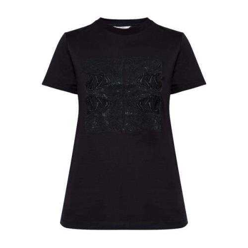 Max Mara Svart Bomull Jersey T-shirt med Logo Black, Dam