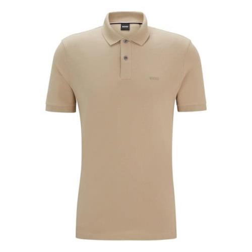 Boss Pique Polo Shirt Beige, Herr