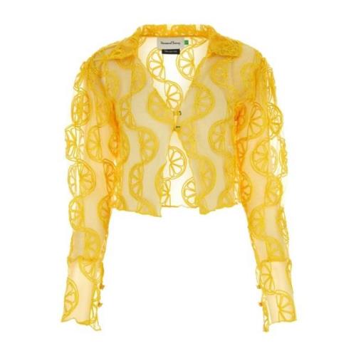 House of Sunny Broderad Citron Skjorta Yellow, Dam