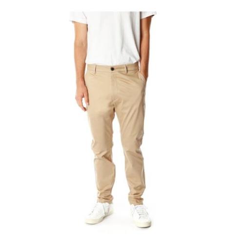 Elvine Tapered Chino Byxor i Bomullstwill Beige, Herr