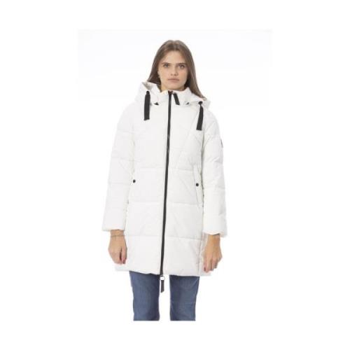 Baldinini Elegant vit dunjacka med monogramdetalj White, Dam