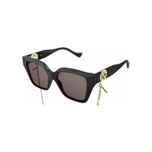 Gucci Svart Brun Solglasögon Gg1023S 005 Black, Unisex