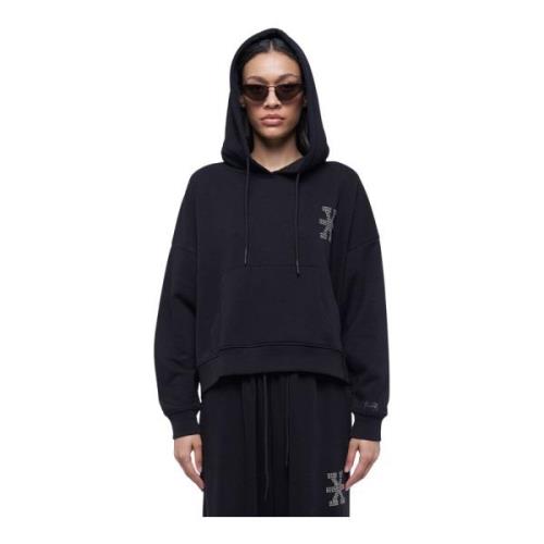 John Richmond Cropped Hoodie med Justerbar Dragsko Black, Dam