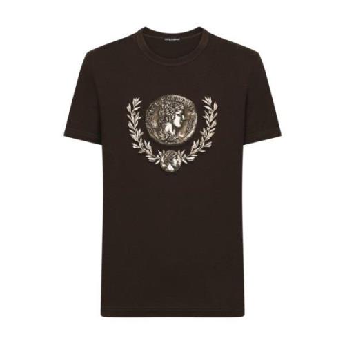 Dolce & Gabbana Avslappnad Bomull T-shirt Brown, Herr