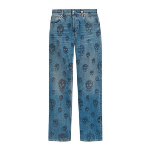 Alexander McQueen Jeans med tryckt logotyp Blue, Herr