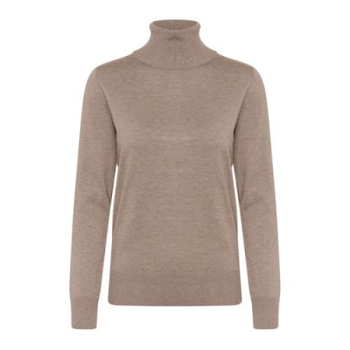 Saint Tropez Atmos Melange Rollneck Pullover Sweater Brown, Dam