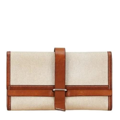 Hermès Vintage Pre-owned Canvas handvskor Beige, Dam