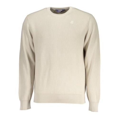 K-Way Beige Långärmad Crewneck Logo Tröja Beige, Herr