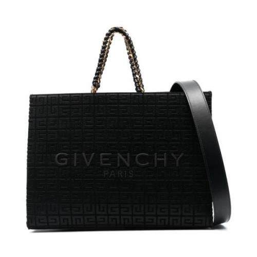 Givenchy Svart Monogram Logo Print Tote Väska Black, Dam