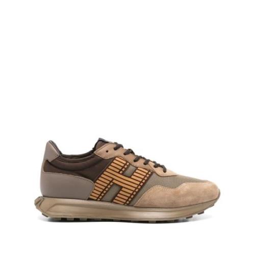 Hogan Brun Mocka Nylon Sneaker Stripe Brown, Herr