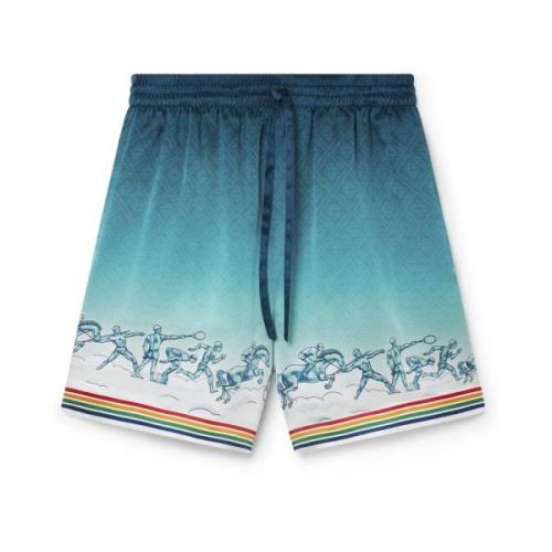 Casablanca Blå Gradient Silke Shorts med Olympisk Konst Blue, Herr