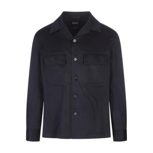 Ermenegildo Zegna Blå Alba Cashmere Overshirt Blue, Herr