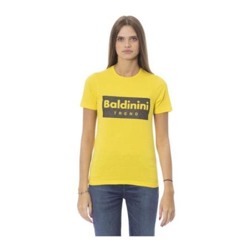 Baldinini Trend T-shirt med främre tryck Yellow, Dam