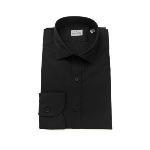 Bagutta Slim Fit French Collar Shirt Berlin Black, Herr