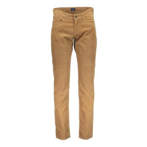 Gant Bruna Herrbyxor 4 Fickor Knapp Dragkedja Logo Brown, Herr