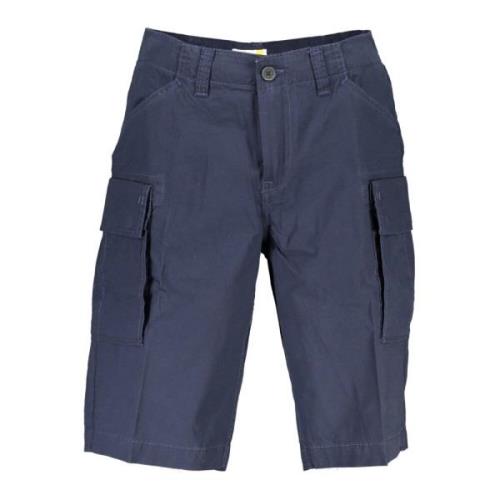 Timberland Blå Bermuda Shorts Ekologisk Bomull Logo Blue, Herr