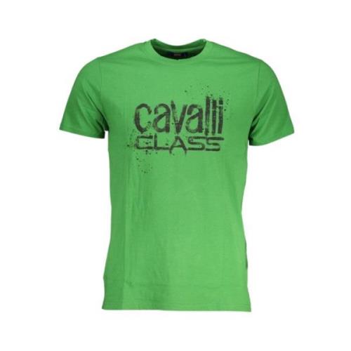 Cavalli Class Grön Bomull Logo Print T-shirt Green, Herr