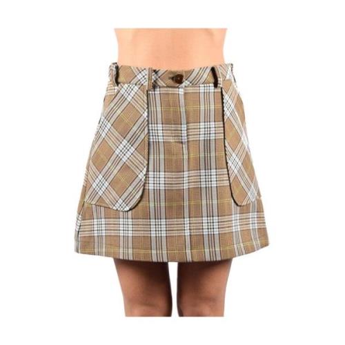 Patrizia Pepe Tartan bomull mini kjol med fickor Multicolor, Dam