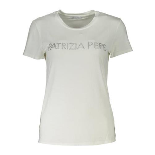 Patrizia Pepe Kortärmad T-shirt med kontrastdetaljer White, Dam