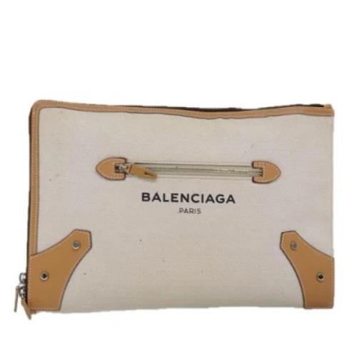 Balenciaga Vintage Pre-owned Canvas kuvertvskor Beige, Dam