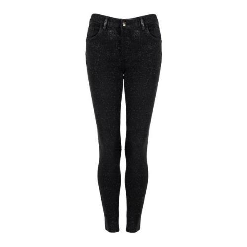 Liu Jo Slim Fit Brocade Jeans Black, Dam