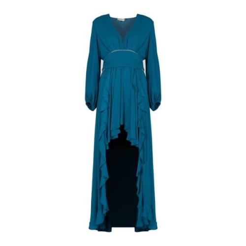 Liu Jo Elegant Maxi Klänning med V-Hals Blue, Dam