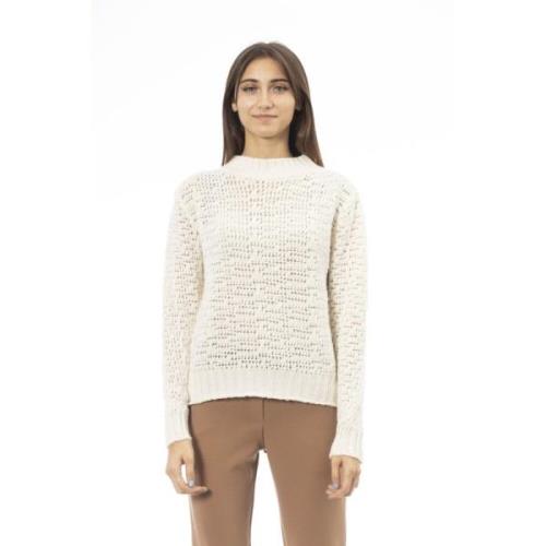 Alpha Studio Räfflad Turtleneck Tröja White, Dam