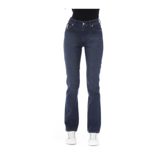 Baldinini Trendiga Regular Jeans med Logoknapp Blue, Dam