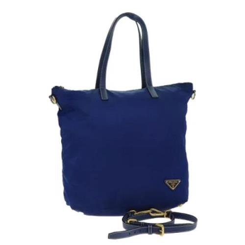 Prada Vintage Pre-owned Nylon totevskor Blue, Dam