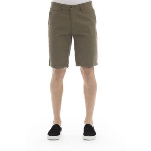 Baldinini Bermuda Shorts med Framknapp och Dragkedja Green, Herr