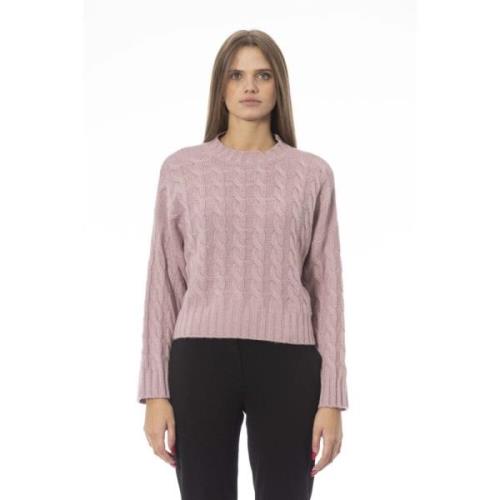 Baldinini Långärmad Crewneck Monogram Tröja Pink, Dam