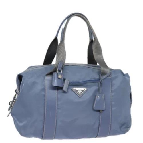 Prada Vintage Pre-owned Nylon handvskor Blue, Dam