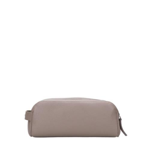 Orciani Grained Leather Beauty Case Beige, Herr