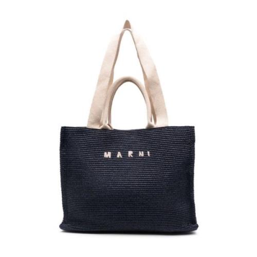 Marni Blå/Beige Raffia Toteväska Blue, Herr