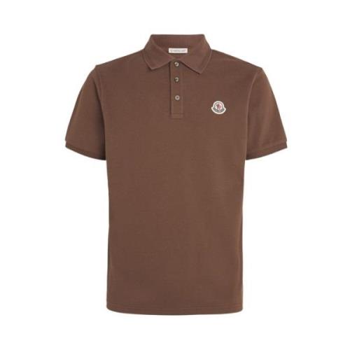 Moncler Logo Patch Polo Klassisk Brun Brown, Herr