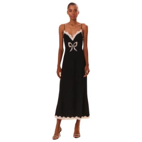 Loveshackfancy Stilig Bow Slip Maxi Klänning Black, Dam