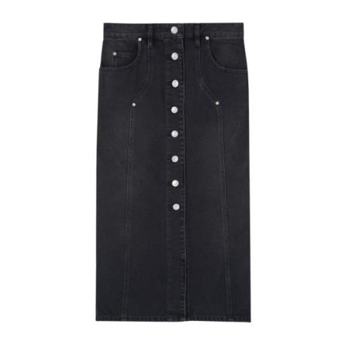 Isabel Marant Svart knapp framkjol Black, Dam