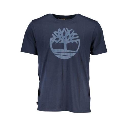 Timberland Blå Bomull Tryckt Logotyp T-Shirt Blue, Herr