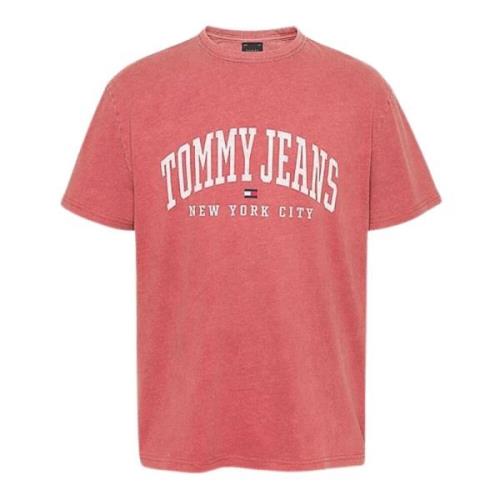 Tommy Hilfiger Färgad bomull T-shirt med ikoniskt logotyp Pink, Herr