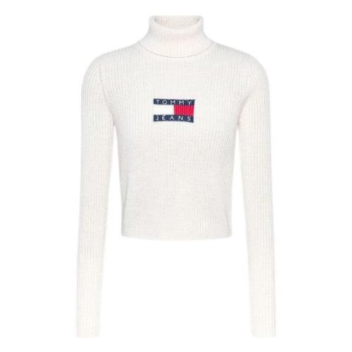 Tommy Hilfiger Räfflad Turtleneck Tröja Beige Beige, Dam