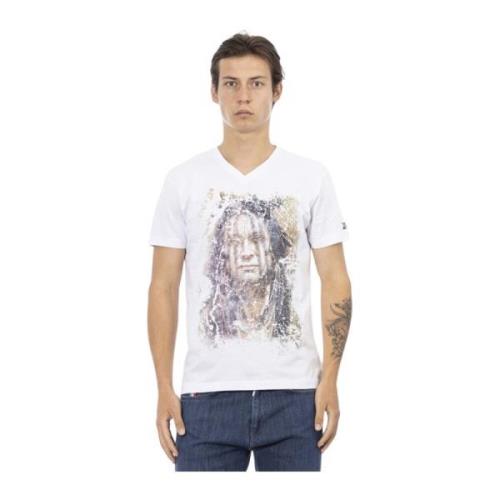 Trussardi Kortärmad V-ringad T-shirt - Framtryck White, Herr